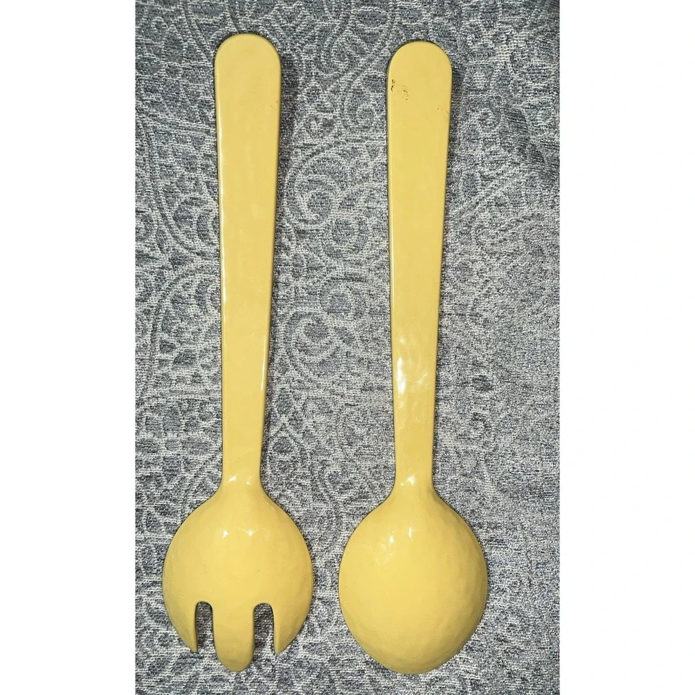 Pottery Barn Out Door Yellow Serving Utensils Set Spoon And Fork‎